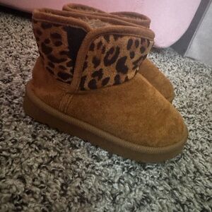 Leopard Print Brown Kids Boots